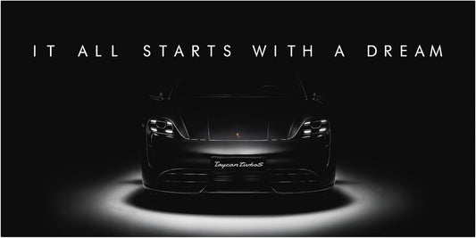 Motivational Wall Art for Office, Super Car Art Canvas, Inspirational Automotive Decor for Porsche Taycan Turbo S Sportscar Lovers, Motivational Wall Decor for Home, Car Poster (15" x 30" in)