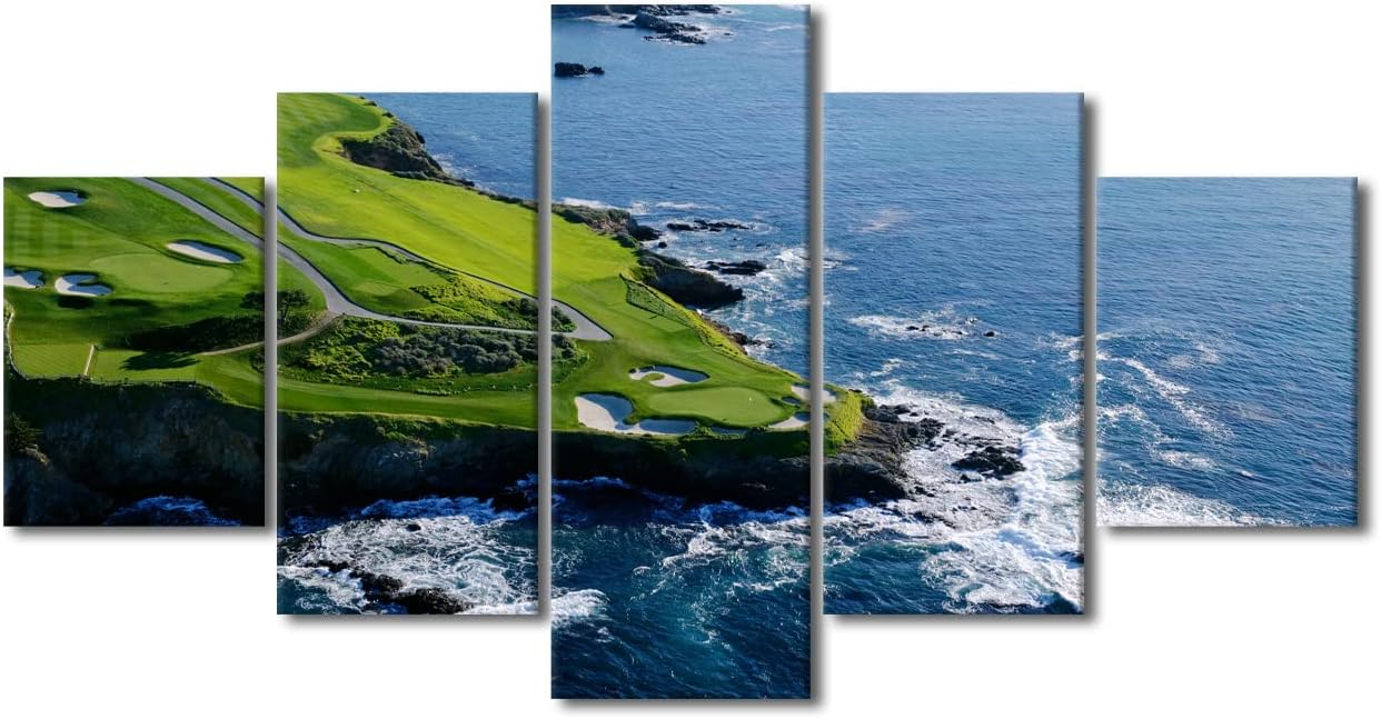 5 Pieces Canvas Prints Wall Art - Golf Canvas Wall Art Golf Course Painting Picture Artwork/Modern Wall Decor/Home Decoration Stretched Gallery Canvas Wrap Giclee Print & Ready to Hang - 60"W x 32"H