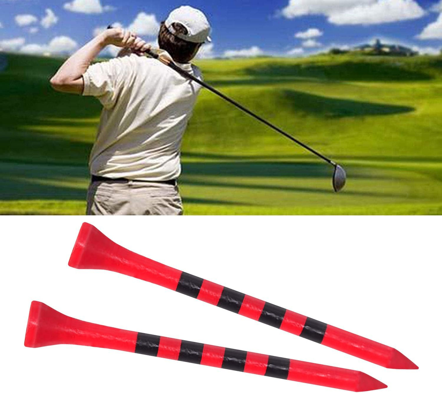 Wooden Golf Tees 3-1/4", 2-3/4", 2-1/8", 1-1/2" Available, 100 Count (Natural Color, White, Black, Blue, Red, Green, Yellow, Pink, Orange)