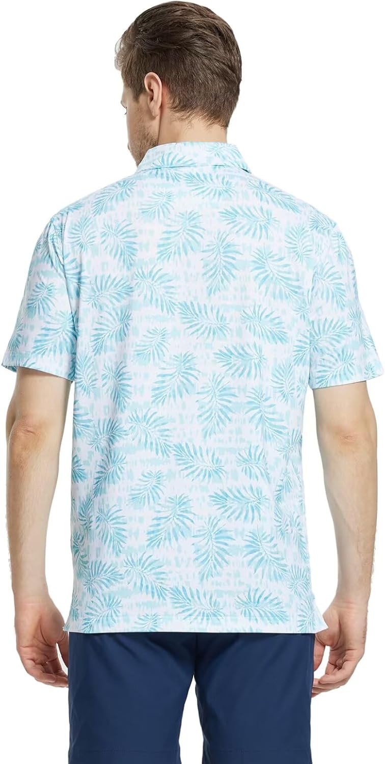 M MAELREG Mens Golf Shirt Short Sleeve Dry Fit Print Moisture Wicking Performance Patterns Collared Polo Shirt