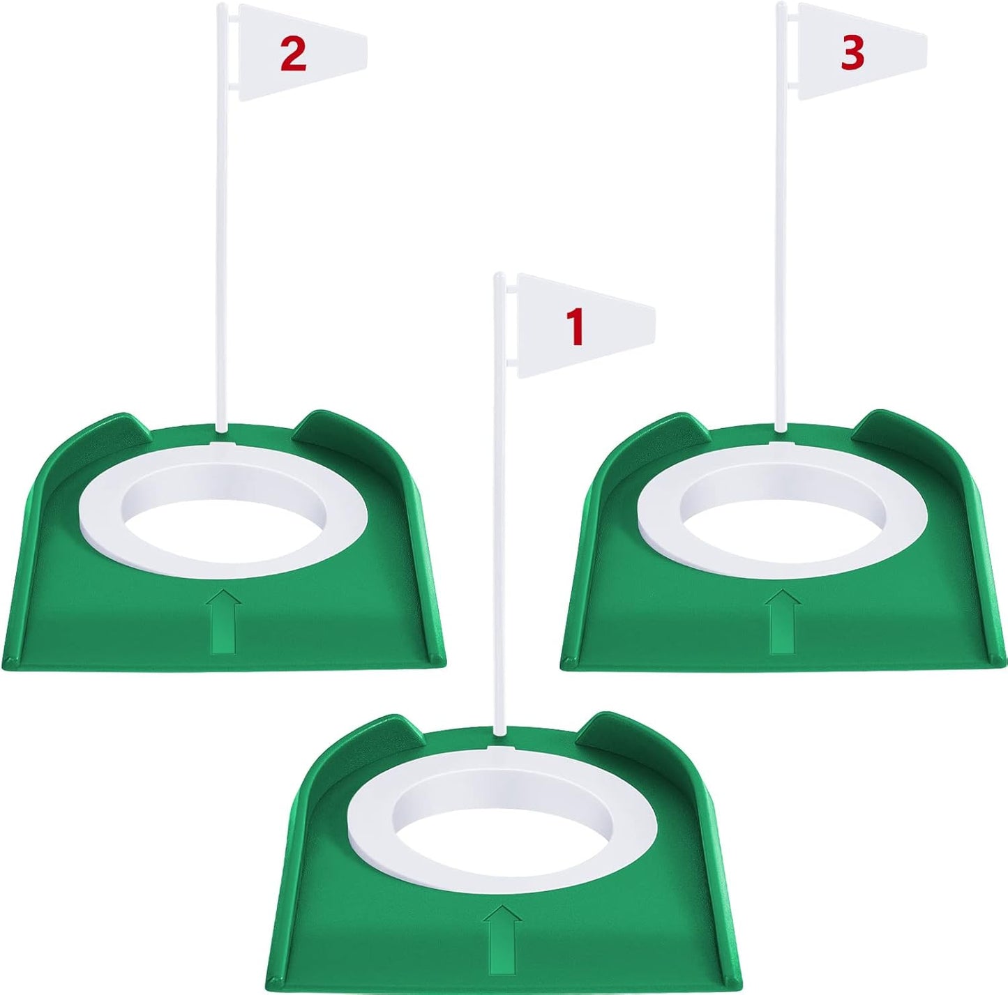 Sotiff 3 Pcs Golf Putting Cup Golf Hole Training Aids Putters with Plastic Flag for Adult Office Garage Yard Indoor Outdoor Practice