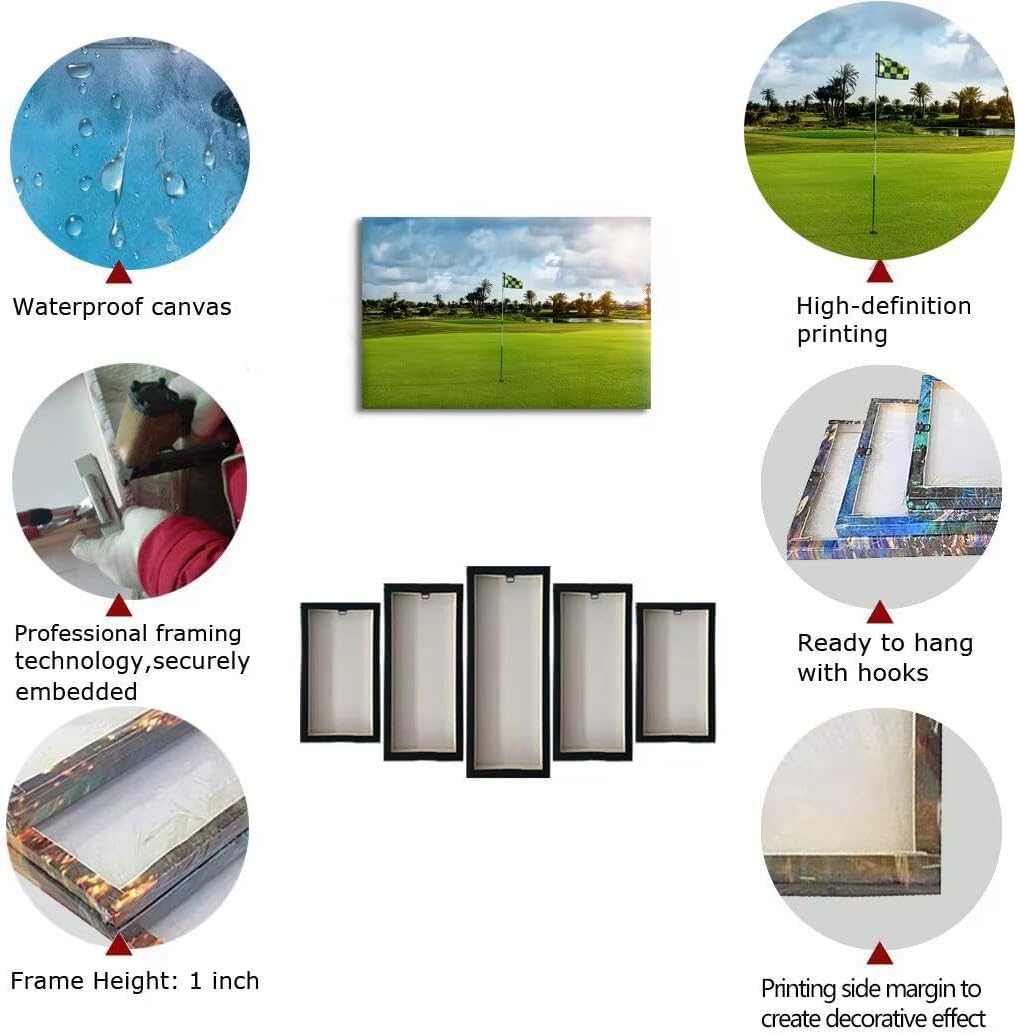 chenchenArt Golf Course Wall Art for Office Golf Course Picture Poster Wall Decor for Living Room Bedroom Gym Room Home Decorations Golf Artwork Canvas Prints Framed Ready to Hang(12''H x 16''W)