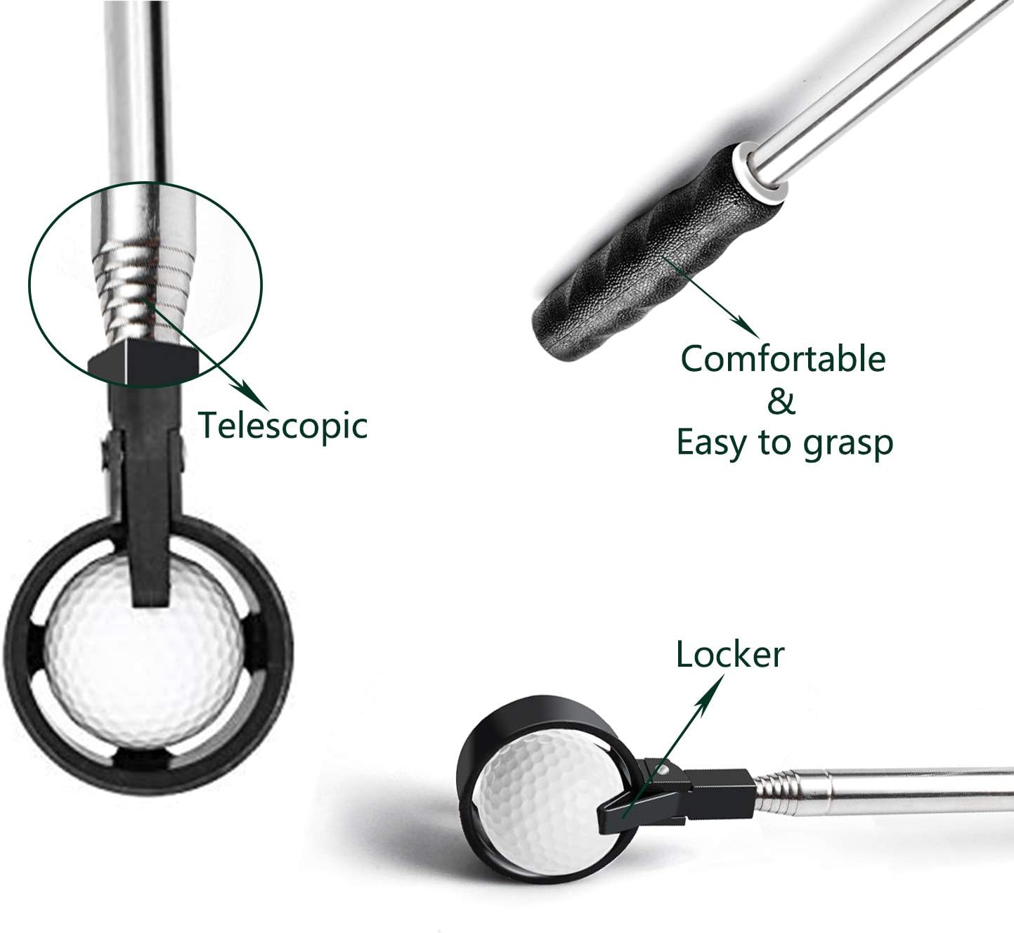 prowithlin Golf Ball Retriever, Golf Balls Retrievers Telescopic for Water with Automatic Locking Scoop, Balls Retriever Tool Golf with Grabber Tool, Golf Accessories Golf Gift for Men