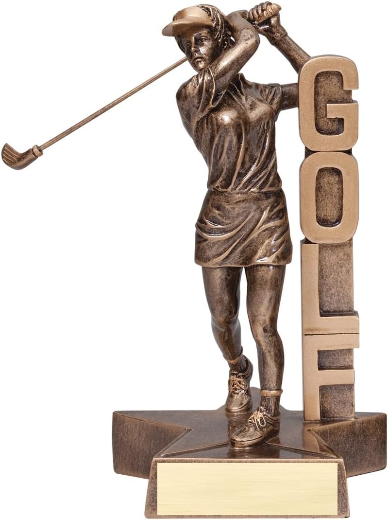 Billboard Golf Trophy Award – Male or Female Golfer Figures – Premium Resin with Custom Engraving – 6.5 or 8.5 Inch Recognition for Tournaments, MVPs, or Team Awards