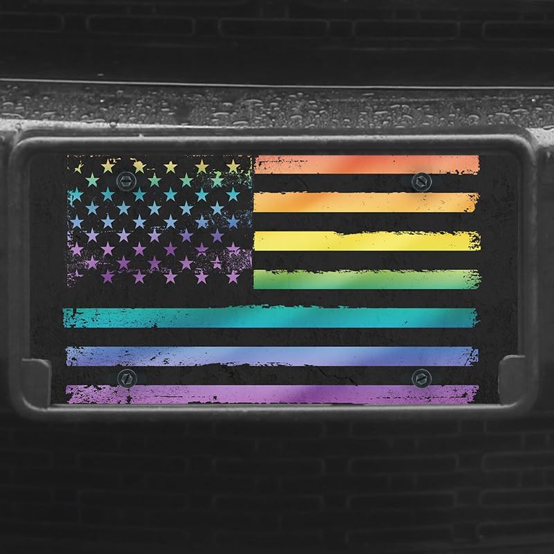 Unique Vanity License Plates | 16 Individual Designs | 3 Sizes (Automobile, Golf Cart, Motorcycle/Bike) | Made in U.S.A. | Custom Car Tags (USA Flag Pride, Golf Cart (7" x 4"))