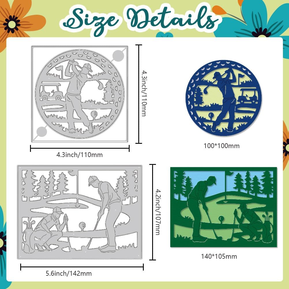 Playing Golf Scene Cutting Dies Card Making Hitting Ball Die Cut Carbon Steel Die Cuts Stencils Card Scrapbooking Embossing Template for Sports Season DIY Paper Craft Making Album Invitation