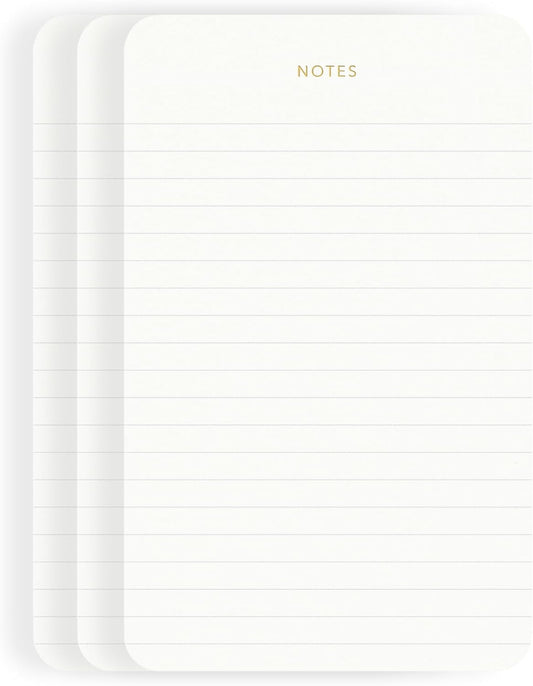 Elegant Desk Notepads for Professionals, Executive's Memo Pads, Minimalist, Gold Foiled, Lined Layout, 3 Pack, 225 Sheets Total (75 Each), 6.3" x 3.9”, 80 GSM, Eco-friendly, FSC™ Certified