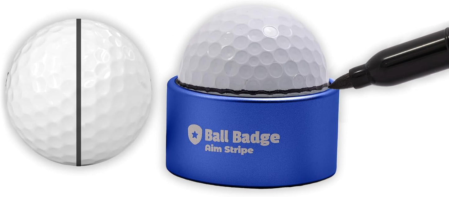 Ball Badge Aim Stripe - 360 Degree Golf Ball Line Marker Kit with Golf Bag Attachment for Perfect Alignment and Precision Putting