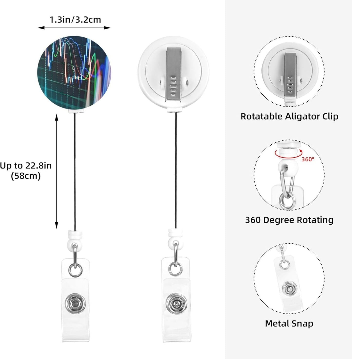 Trade Stock Market Badge Reels Retractable Badge Holder with Clip for Id Name Tag Office Worker Student Teacher Nurse Doctor
