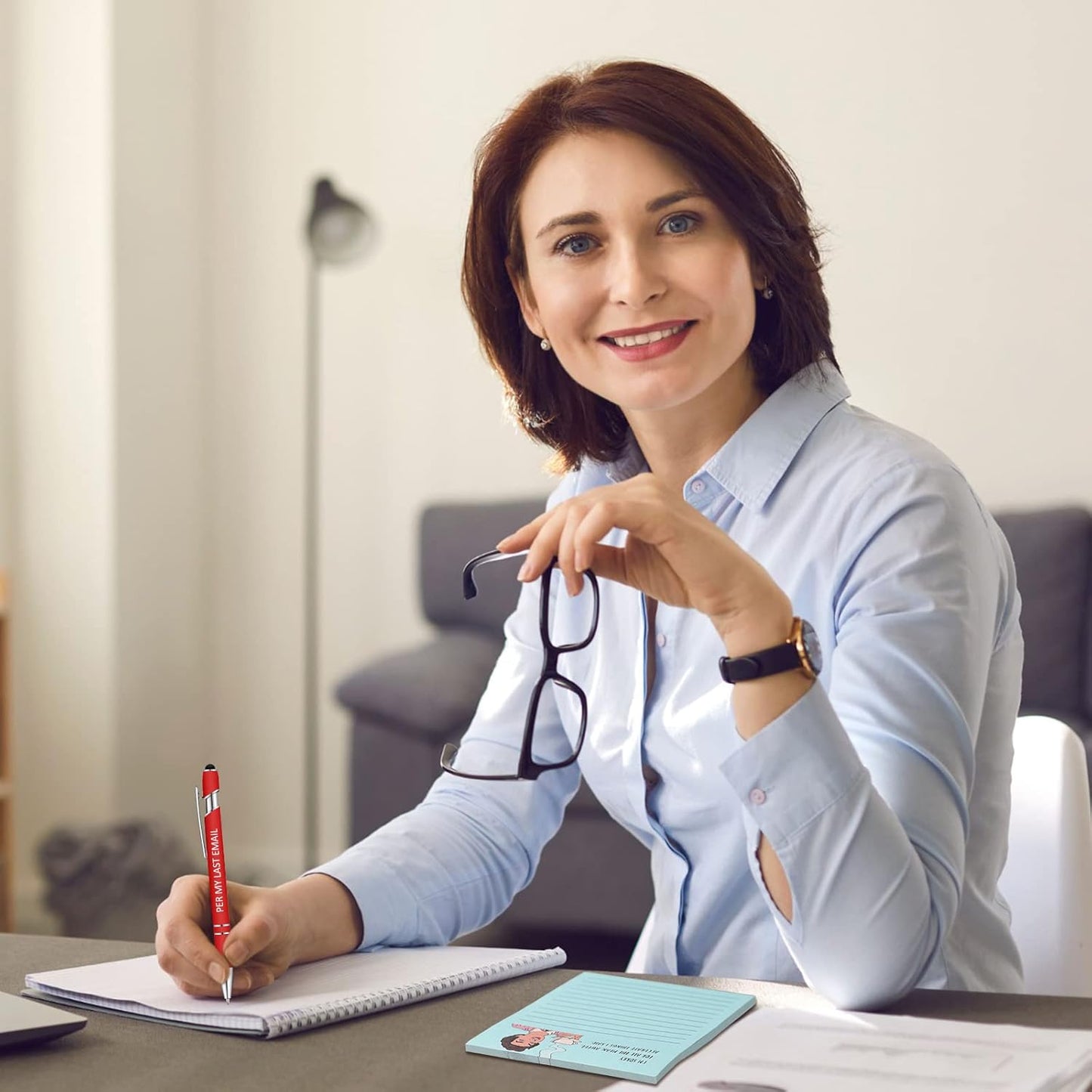 Geyee 24 Pcs Interesting Sticky Notes with Funny Pens Fun Notepads for Adults Coworkers Nurse 3 x 4 Inch to Do List Notepads with Sayings Pen for Lab Week Gifts Teacher Office Supplies