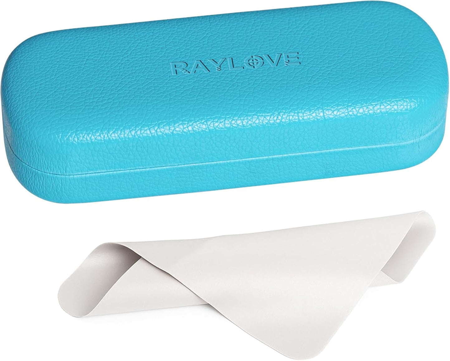 RayLove Glasses Case Hard Shell Eyeglass Case with Cleaning Cloth, PU Leather Protective Eye Glass Cases Fits Most Sunglasses