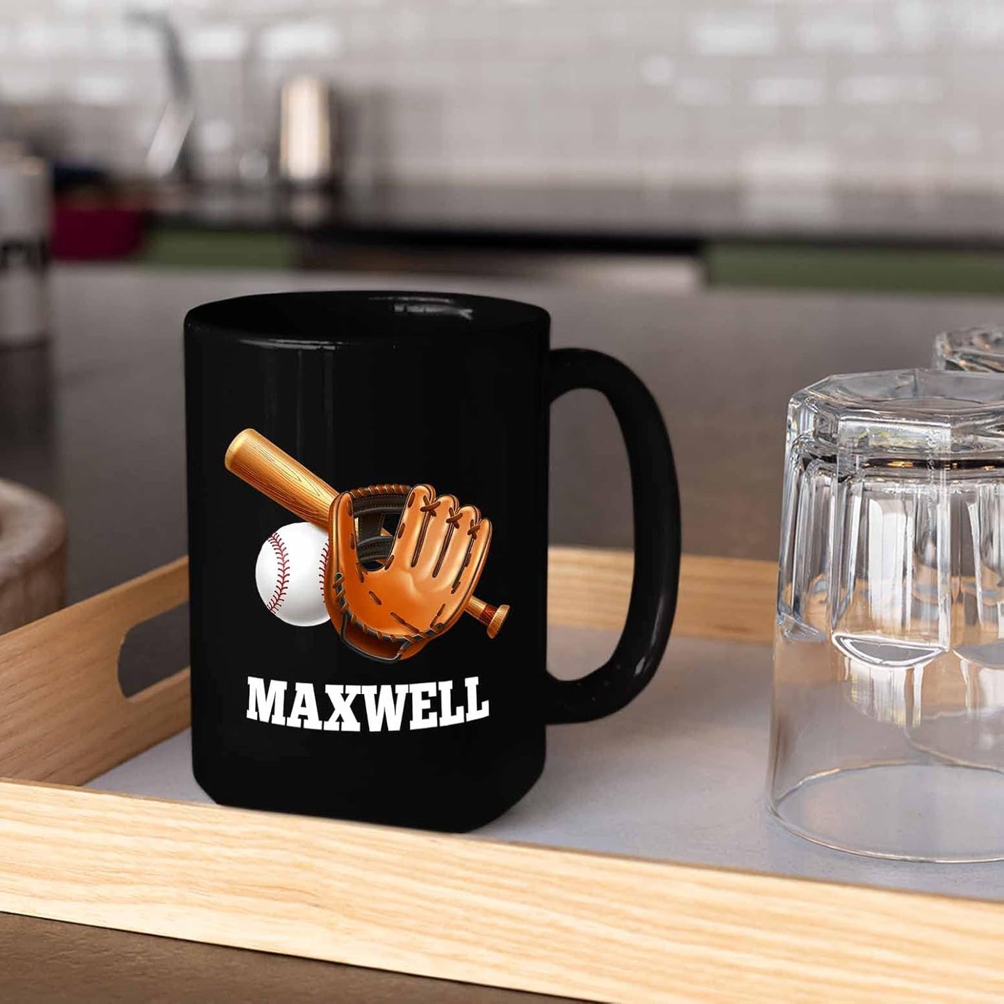 Personalized Baseball Player Coffee Mugs & Cups - Choose Player's Name, Customized Sport Black Ceramic Mugs 11 Oz & 15 Oz, Travel Mug Gifts For Men, Women & Coach