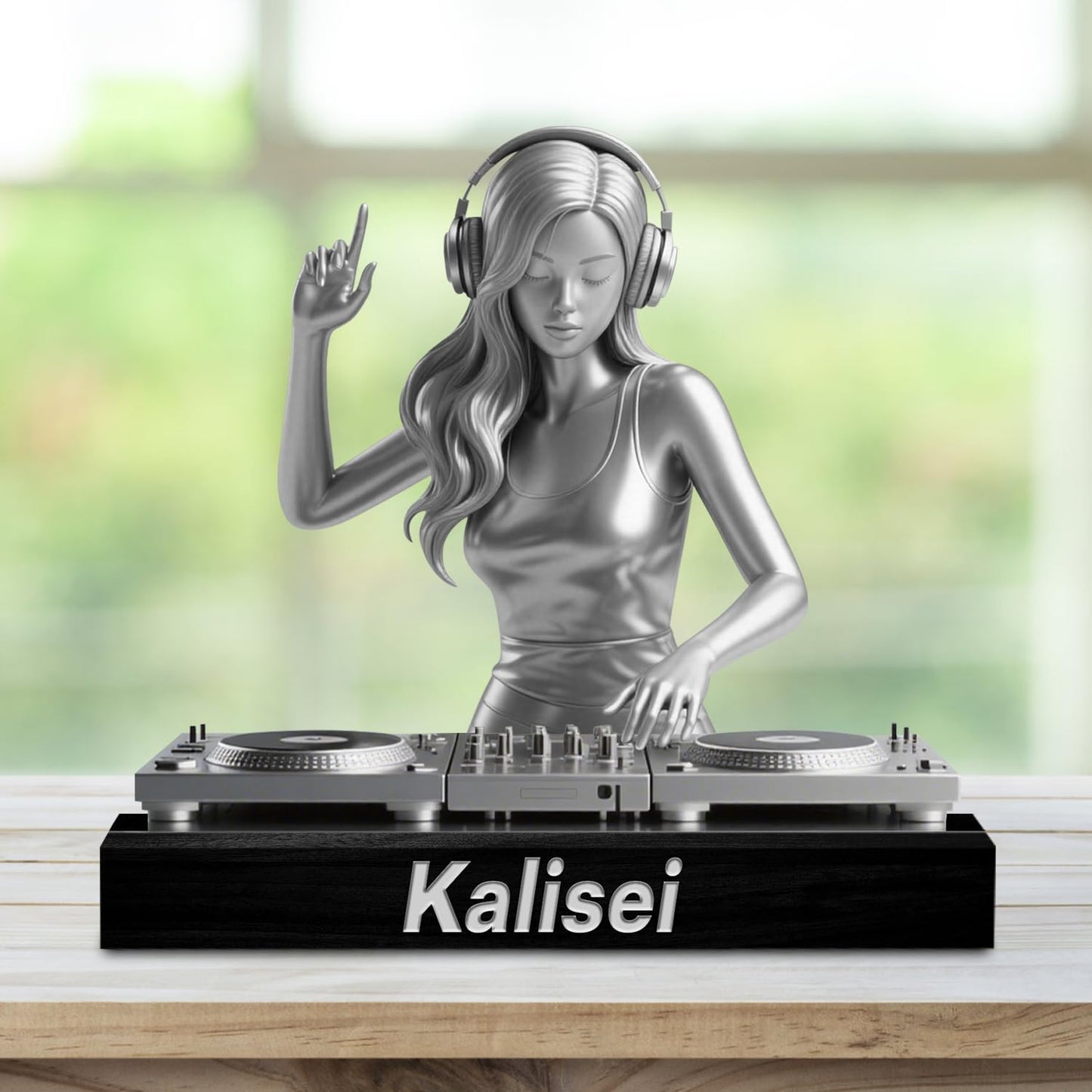 Personalized DJ Desk Ornament Music Studio Desk Name Plate Custom Name DJ Singer Figurine Trinket Musician Playing Discs Sign Music Lovers Acrylic Plaque Gift for Men Women