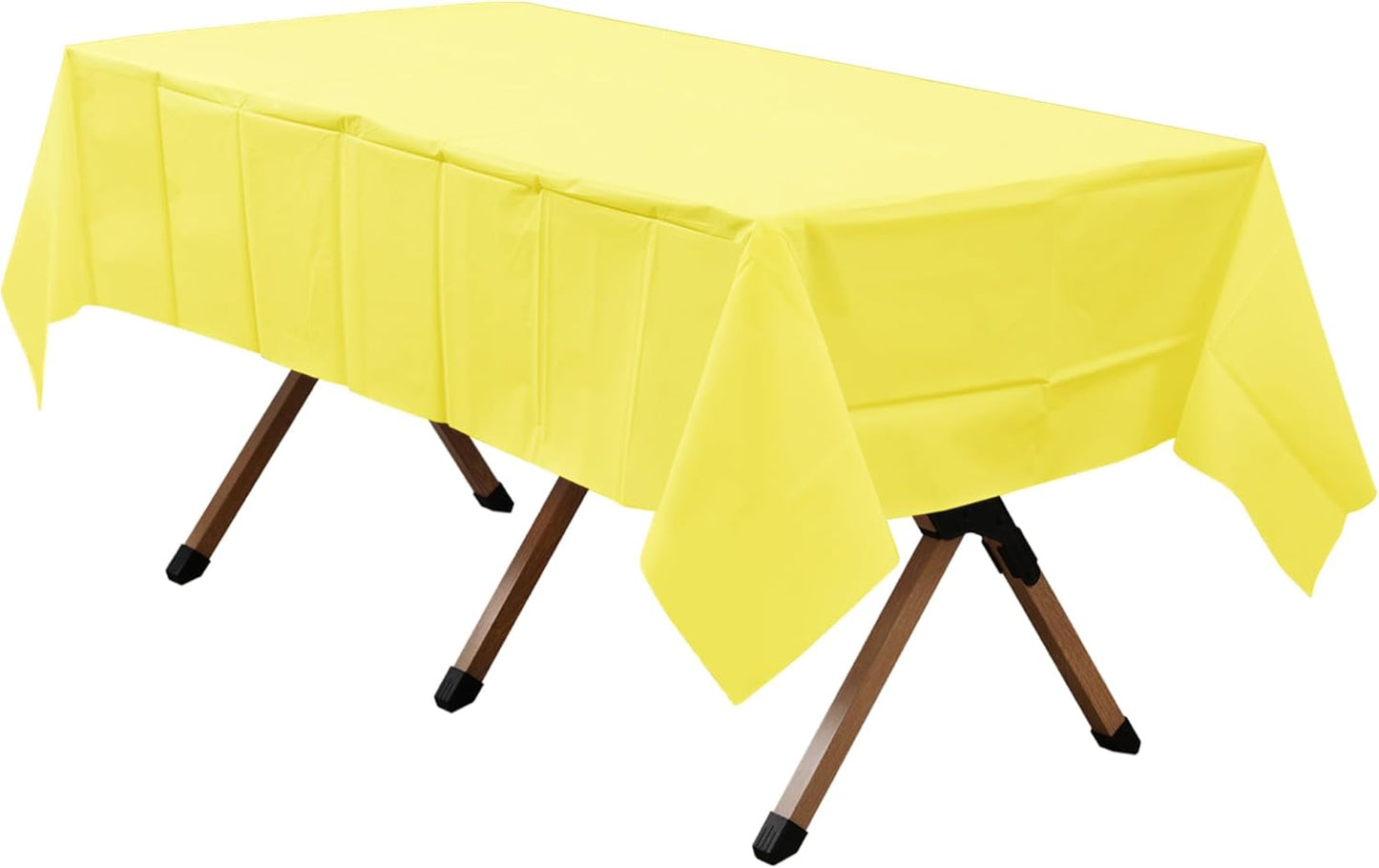 2 Pack Light Yellow Premium Plastic Tablecloth Rectangle 54 x 108 Inches Reusable Pastel Yellow Decorative Table Cover for Dining, Wedding, Party, Indoor and Outdoor use