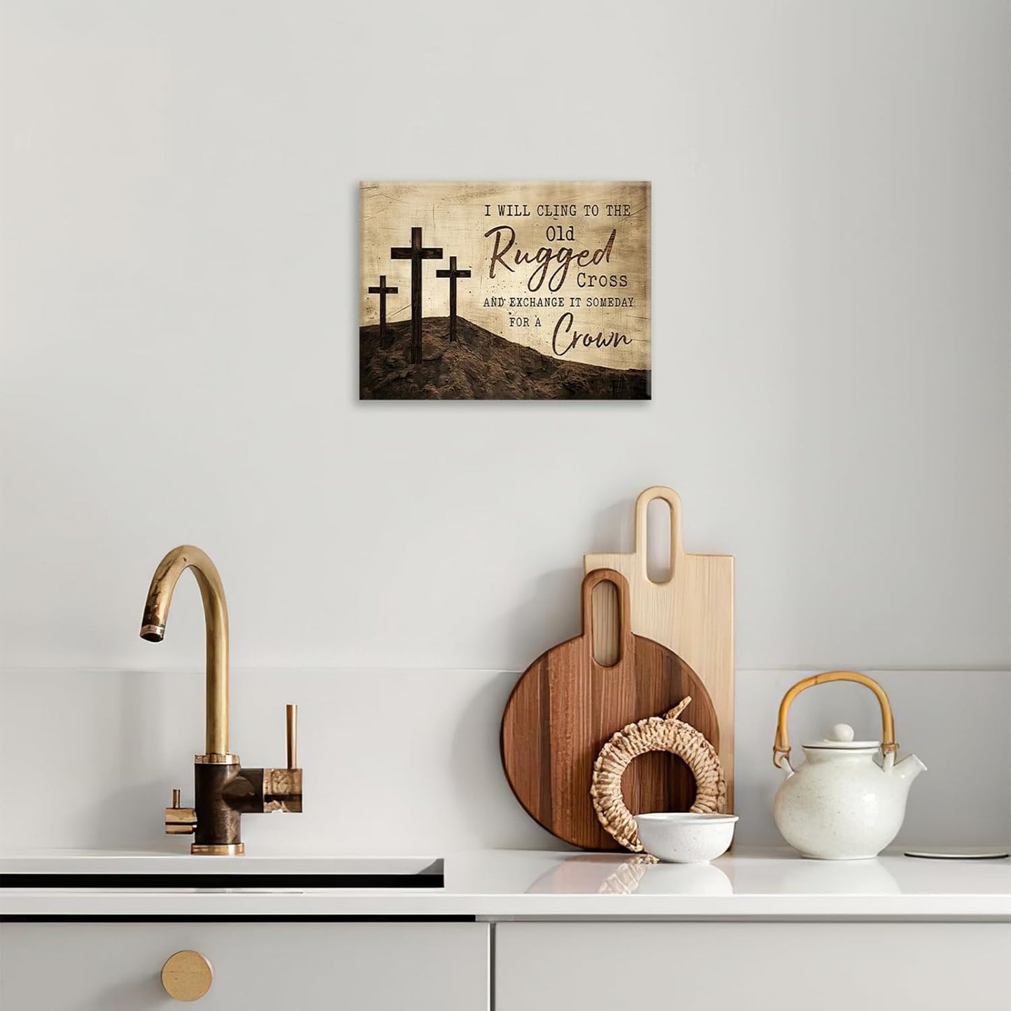 Christian Wall Art, Cross Pictures Wall Decor Religious Canvas Prints Framed Artwork Paintings Poster Home Office Decorations For Bathroom Bedroom Living Room Kitchen 20l X 16w