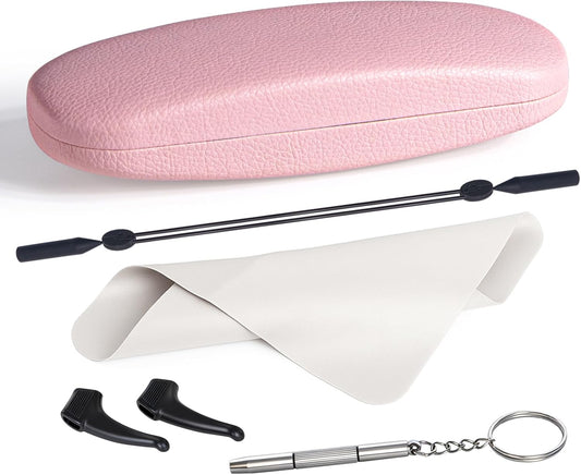 RayLove Glasses Case, Unisex Hard Shell Eyeglass Case, PU Leather Protective Hard Eye Glasses Cases with Eyewear Accessories