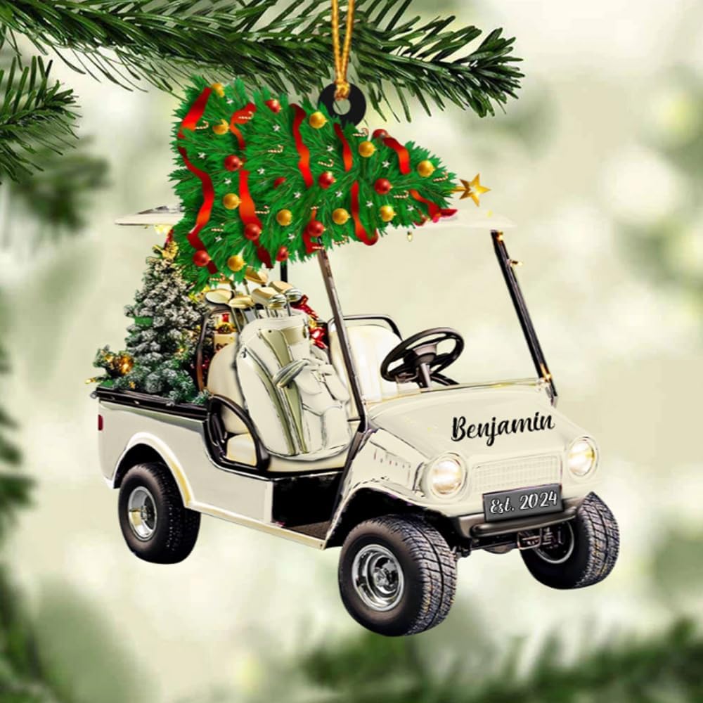 Personalized Golf Car Christmas Ornament, Christmas Ornament, Golf Cart Family, Golf Ornament, Golf Cart Ornament, Golf Christmas Ornaments, Golf Ornaments for Christmas Tree Gift for Golf Lovers/3