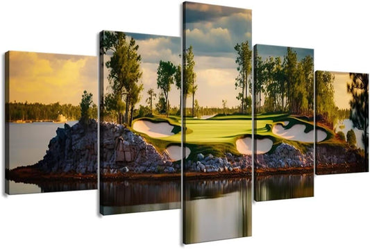 Augusta Golf Course Wall Art for Living Room Bedroom Bathroom Wall Decor Golf Course Pictures Posters Canvas Prints Modern Framed Artwork Ready to Hang(60''W x 32''H)