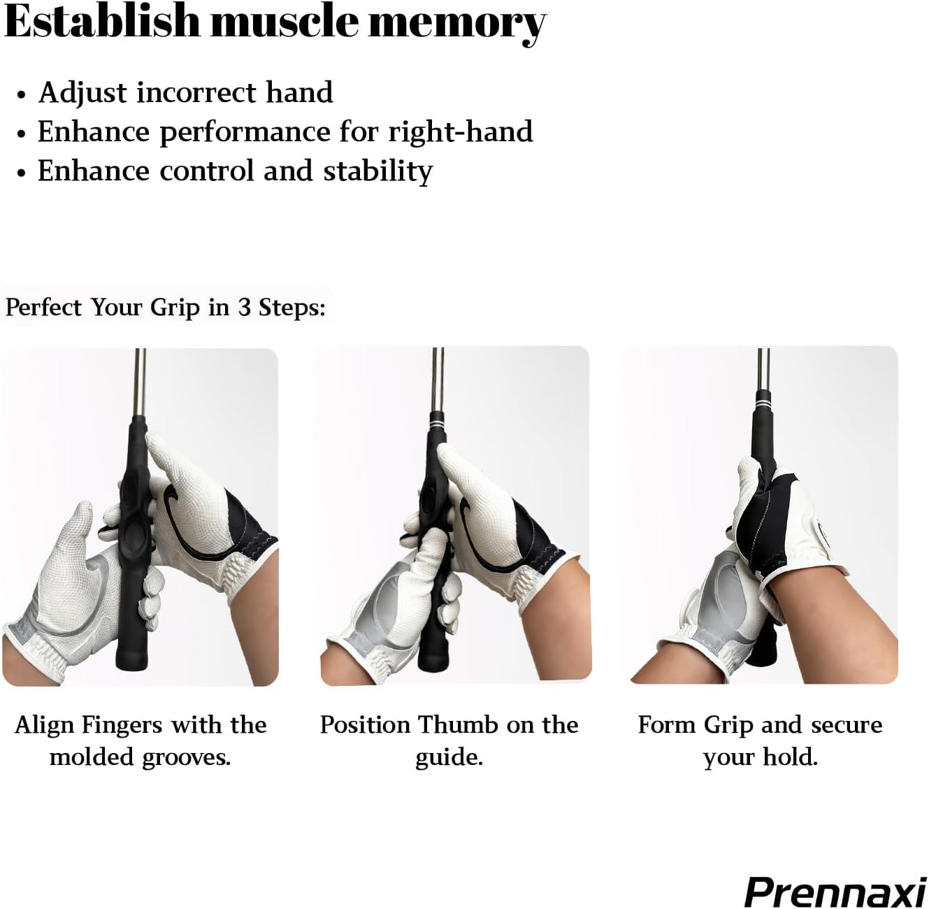 Golf Grip Corrector Trainer, Full-Wrap Hand Placement for Proper Grip and Straighter Shots - Fits All Standard Clubs, Soft Anti-Slip Rubber,Lightweight, Portable Practice Tool