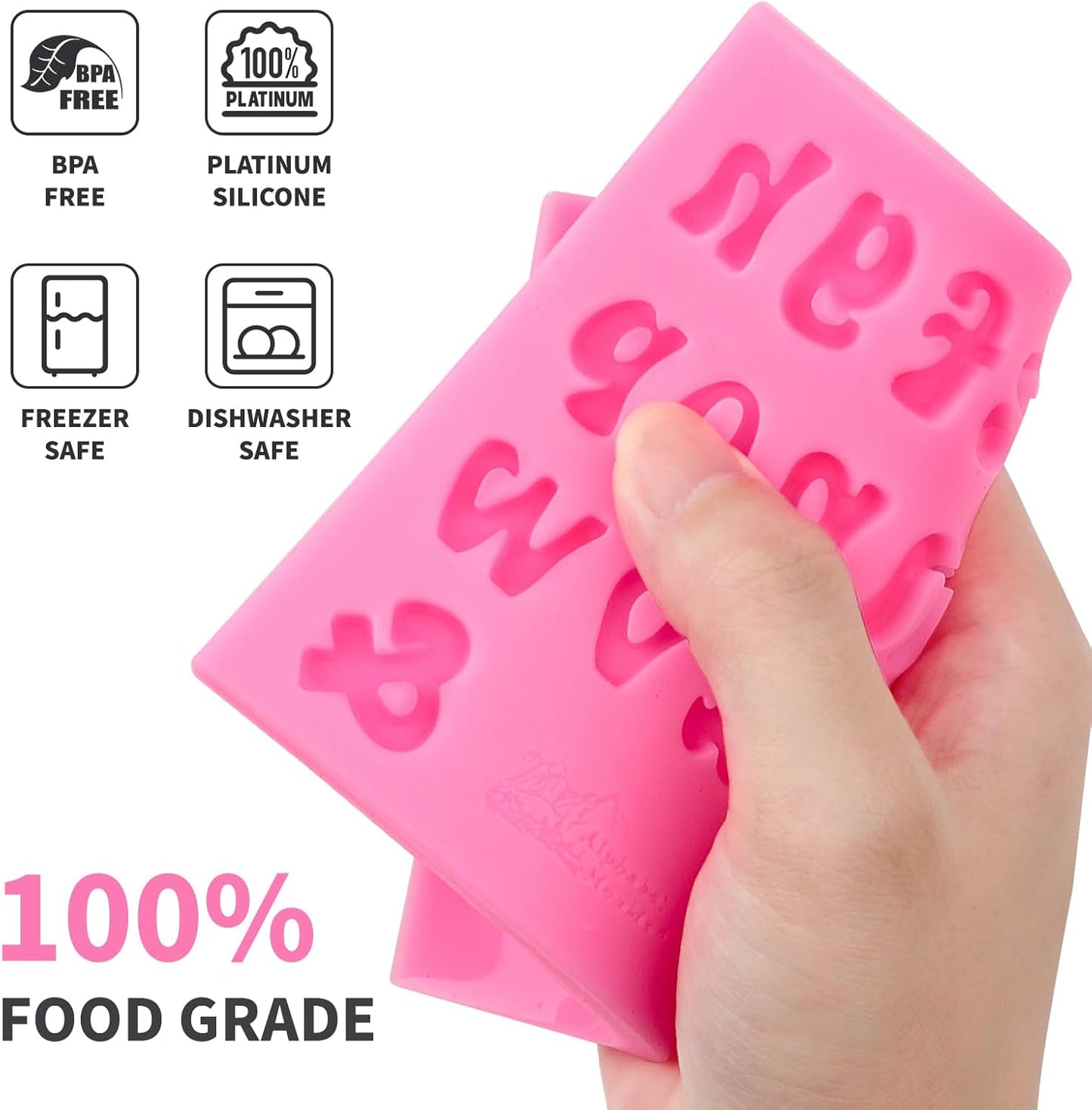 4 Pcs Silicone Letter Molds for Chocolate, 0-9 Number and 26 Alphabet Letter Molds Fondant Mold for Edible Cake Dessert Decorating