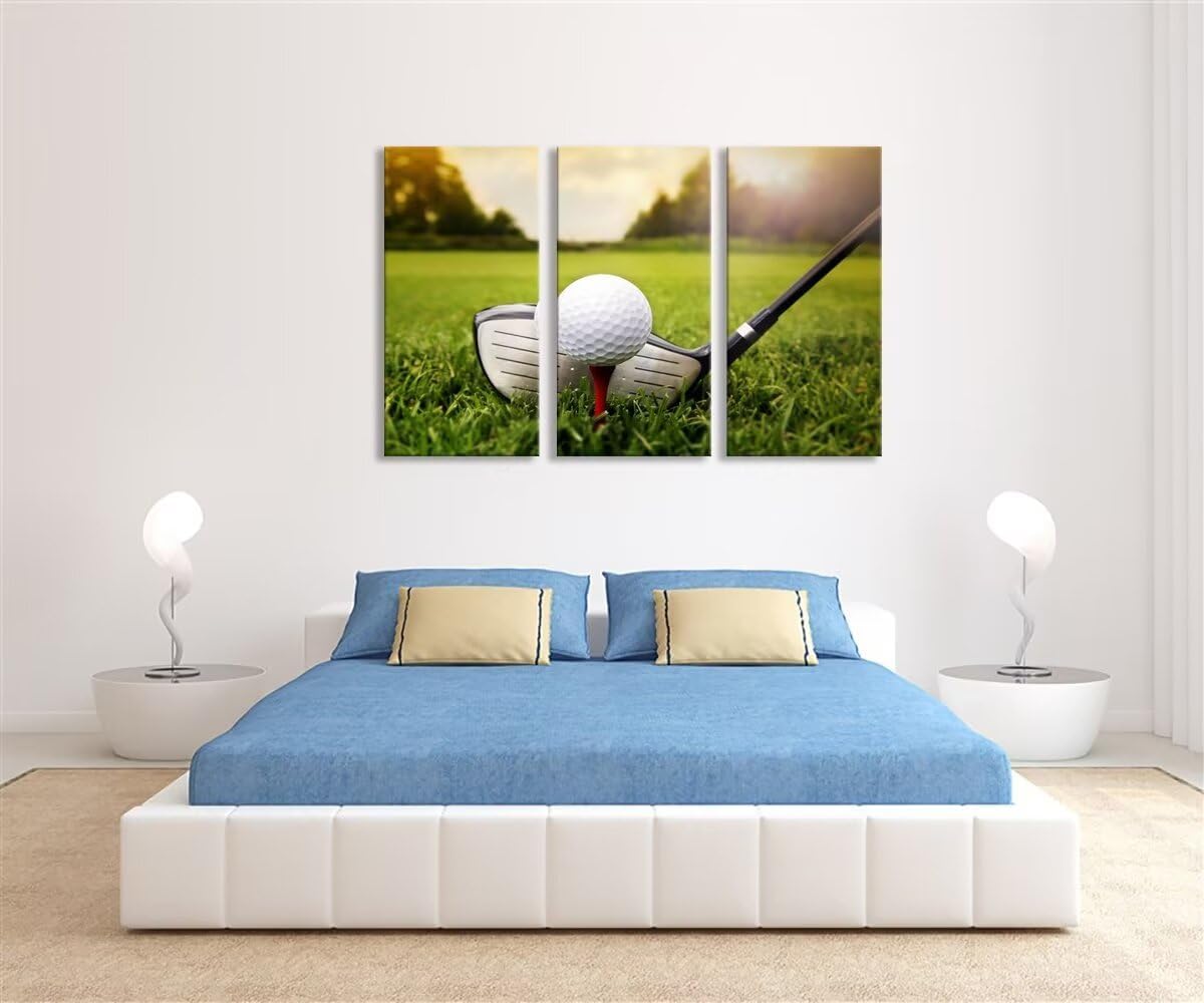 chenchenArt Golf Wall Art Pictures Golf Wall Decor for Living Room Bedroom Home Decorations Golf Artwork Canvas Prints Framed Ready to Hang(12''W x 24''H x3)