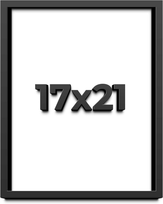 17x21 Shadow Box Black Solid Wood Display Frame with White Acid-Free Backing UV Acrylic & Hanging Hardware - with 3/4" Usable Depth