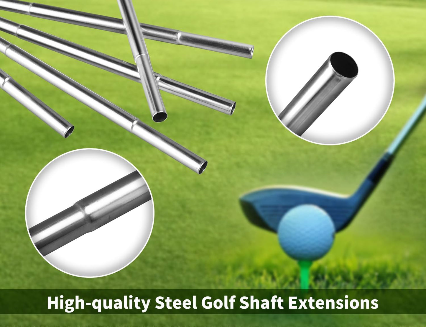 5PCS Golf Club Extensions Steel Shaft Iron Length Extension Kit Repair Replacement, Silver