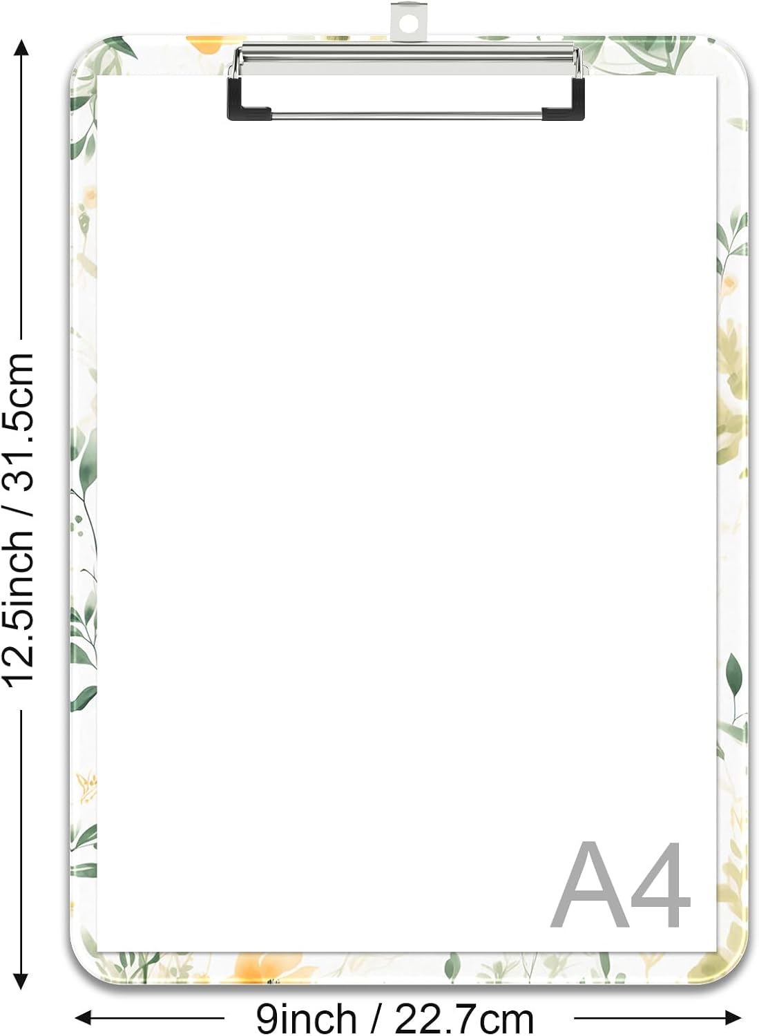 Rimilak Plastic Clipboards with Metal Clip, A4 Letter Size 9 x 12.5 in, Office Decorative for Students Women Men and Kids, Cute Custom Pattern, Green Plants