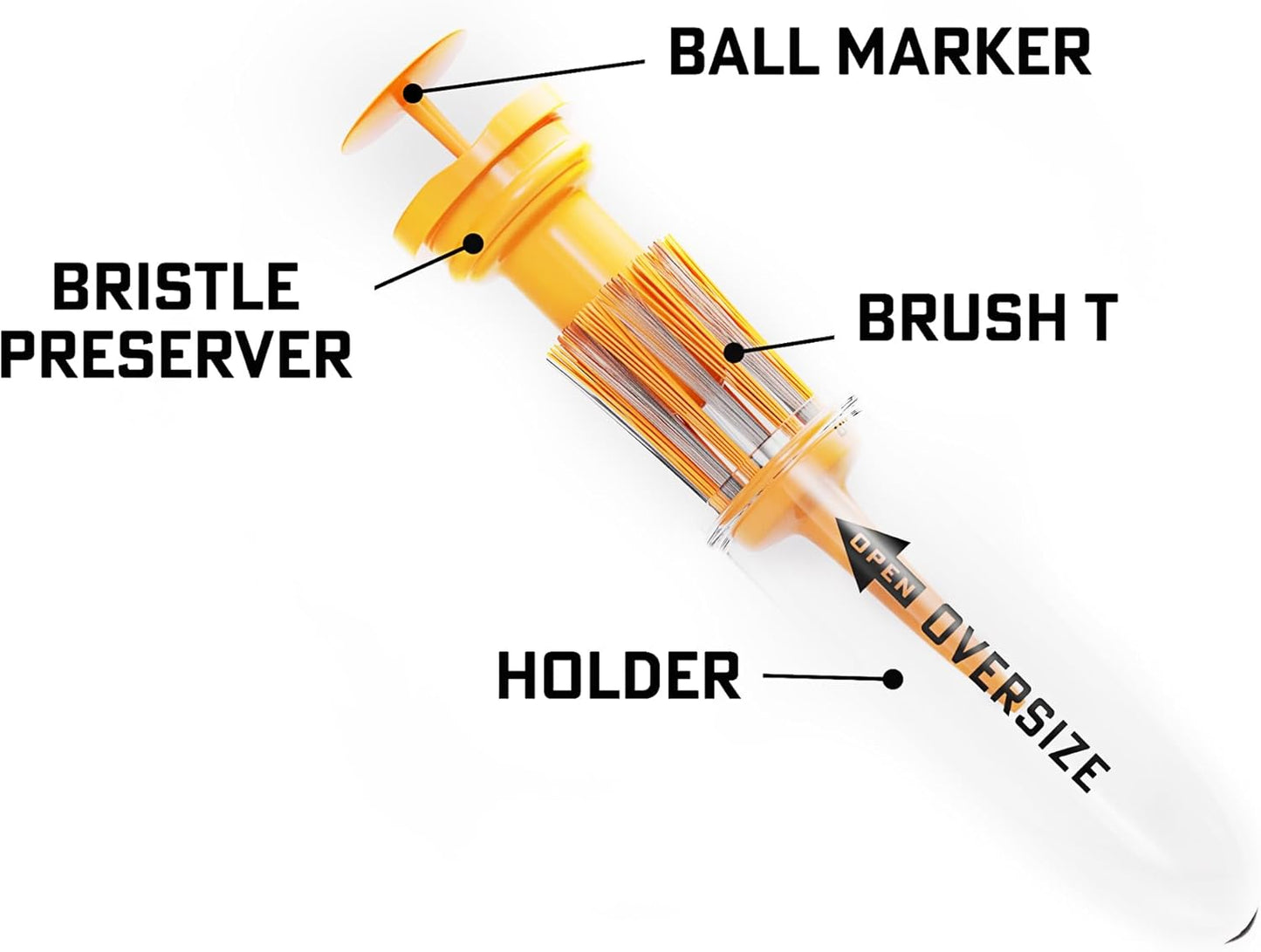 BRUSH T Premium Plastic Golf Tees, Unbreakable Innovative Design, Consistent Height, Perfect Golf Gift for Men and Women. Multiple sizes 2", 2.2", 2.4", 3 1/8" - 4 Pack (3 Wood, Driver, Oversize, XLT)