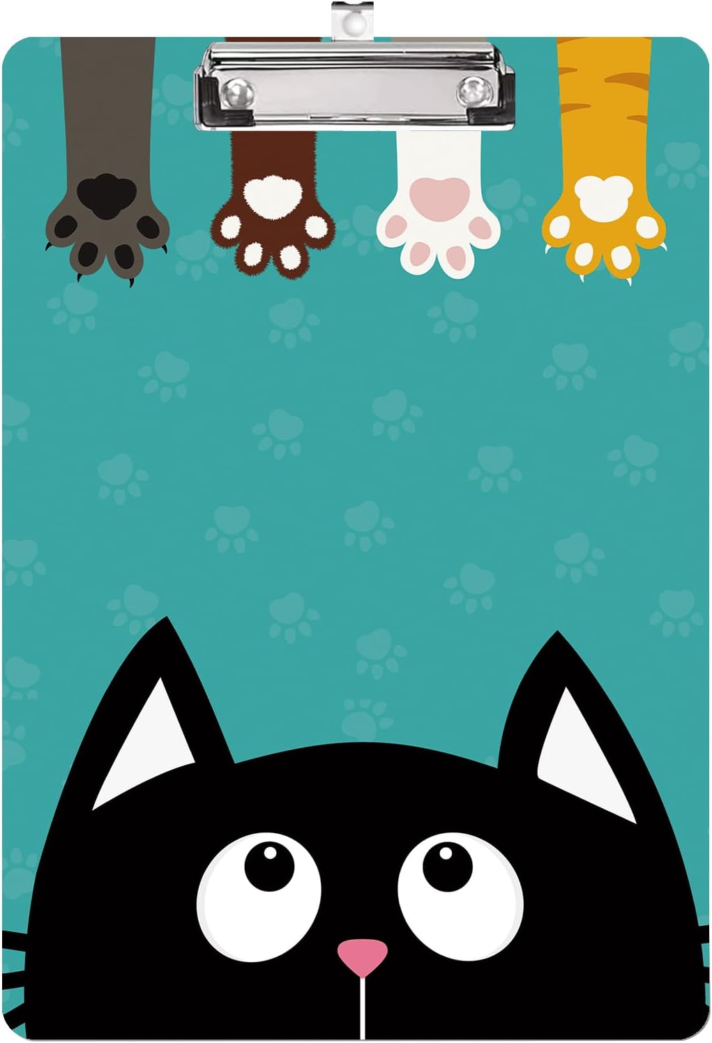 Plastic Clipboard A4 Letter Size Clipboard with Retractable Hanging Hole for Nurses/Students/Office and Women,Decorative Pattern (Cute Cat Paws