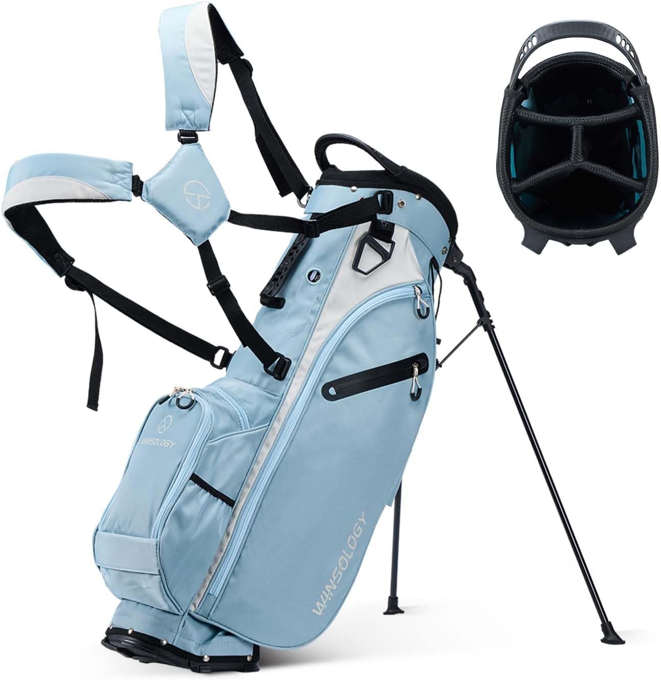 Lightweight Golf Stand Bag with 4 Way Top Dividers for Men and Women, Only 4.2 Pounds, 8 Storage Pockets Including Cooler, Double Shoulder Straps, Womens Golf Club Bag