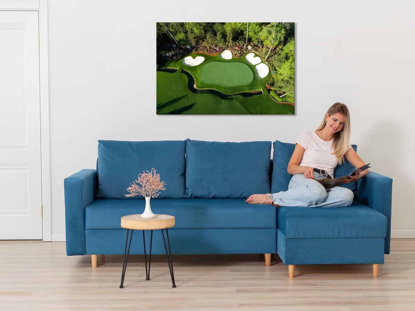 chenchenArt Augusta Golf Course Wall Art for Living Room Bedroom Bathroom Home Decorations Augusta National Golf Course Canvas Prints Modern Artwork Framed Ready to Hang(12''H x 16''W)