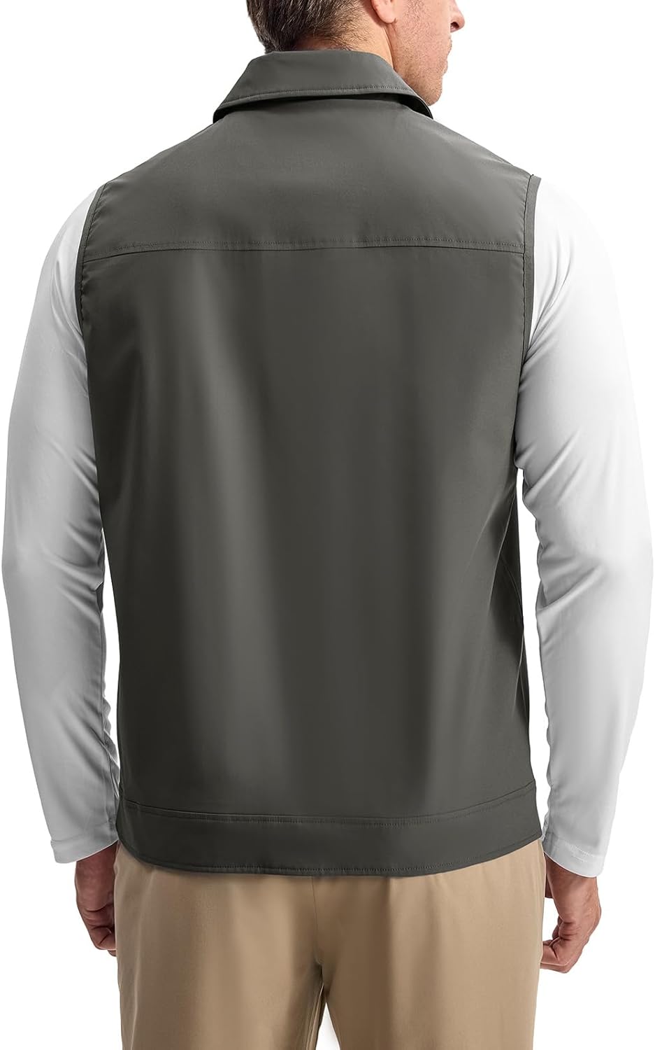 Rdruko Men's Golf Vest Lightweight Outerwear Windproof Water Resistant Grid Lining Vest with Zipper Pockets for Casual