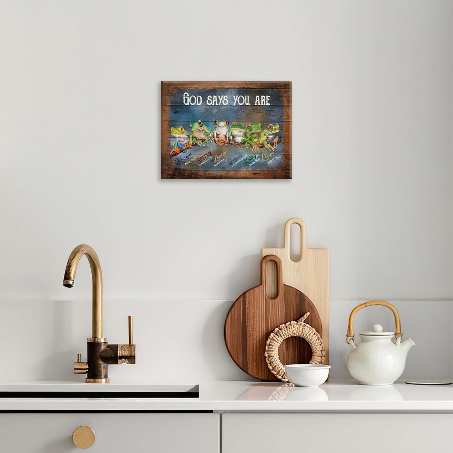 Frog Wall Art, Frogs Pictures Wall Decor God Says You Are Canvas Prints Framed Artwork Paintings Home Office Decorations For Bathroom Bedroom Living Room Kitchen 16l X 12w