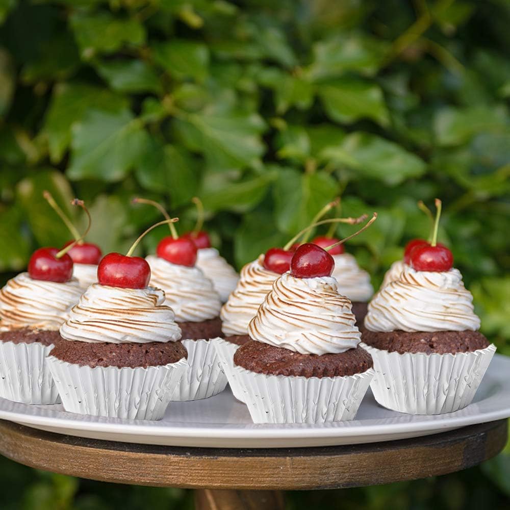 Silver Cupcake Liners for Baking,GOLF 500 Pack Standard Size Silver Foil Cupcake Liners Wrappers Metallic Baking Cups,Muffin Paper Cases