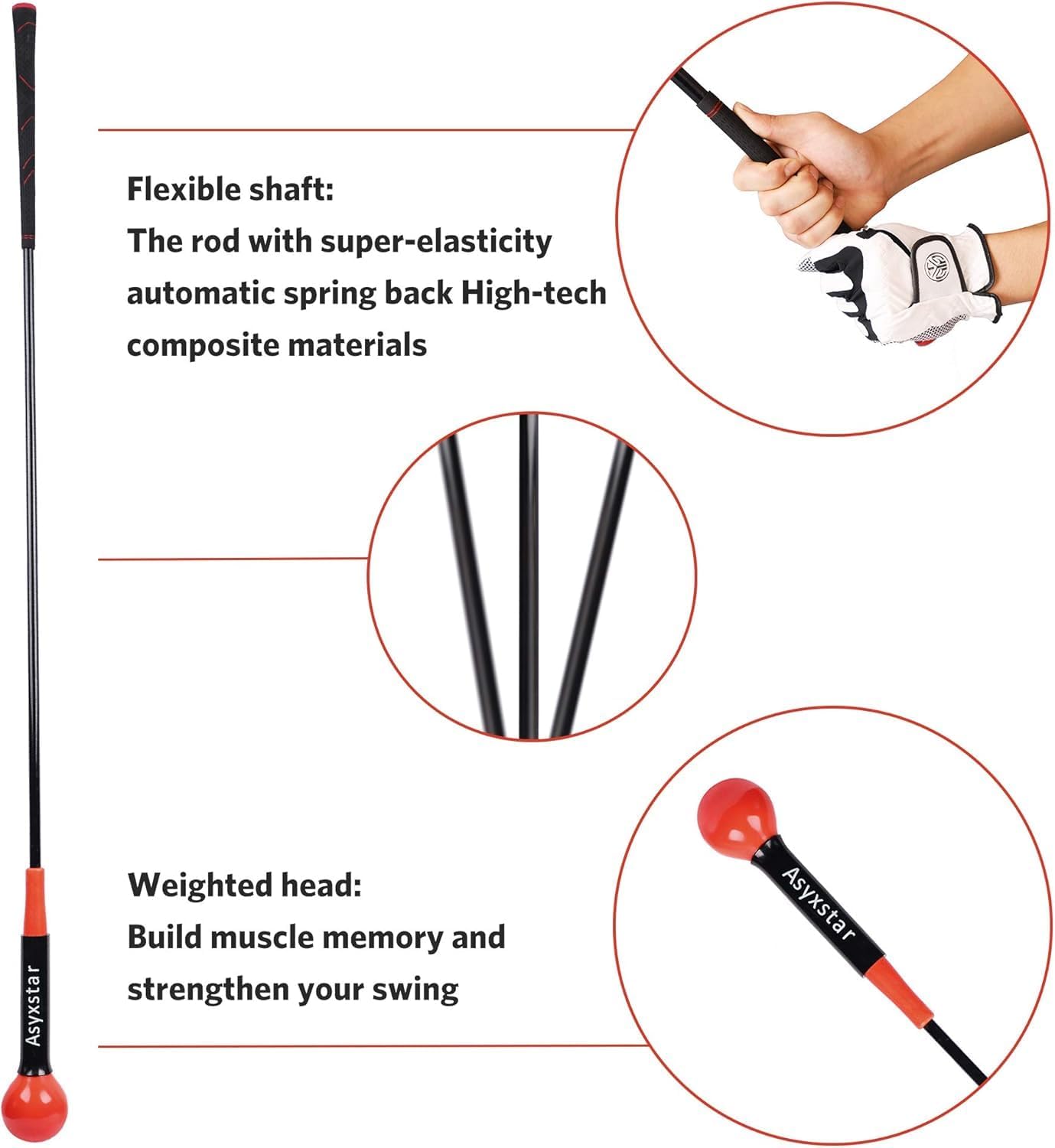 Golf Swing Trainer Aid - Power Flex Golf Swing Training aid for Strength and Tempo Golf Swing Speed Trainer Golf Training aid Golf Warm up Stick
