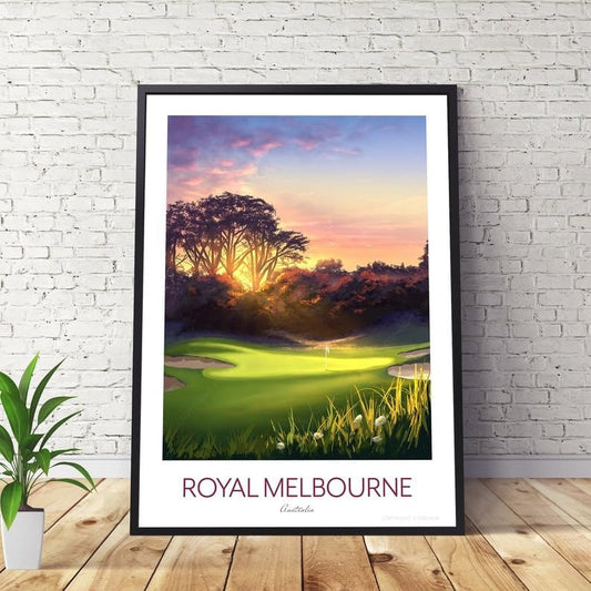 Royal Melbourne Golf Print - The West Course 5th Hole - Golf Course Australia, Royal Melbourne Golf Poster, Australia Golf Course Print, Sunset Golf Art, Nature Landscape Wall Decor (Unframed) (27x40)