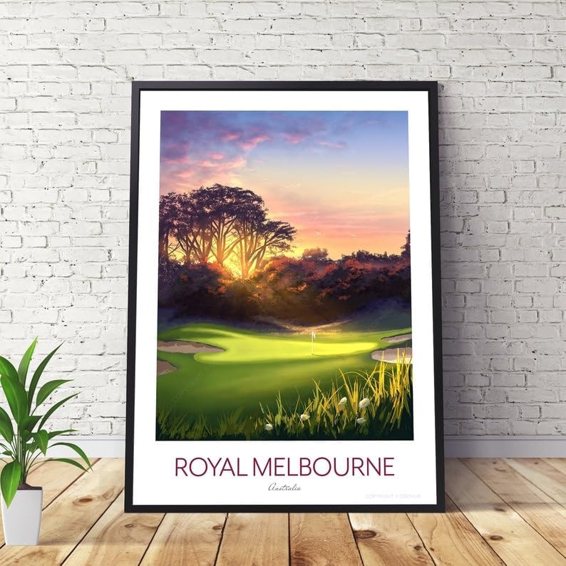 Royal Melbourne Golf Print - The West Course 5th Hole - Golf Course Australia, Royal Melbourne Golf Poster, Australia Golf Course Print, Sunset Golf Art, Nature Landscape Wall Decor (Unframed) (12x18)
