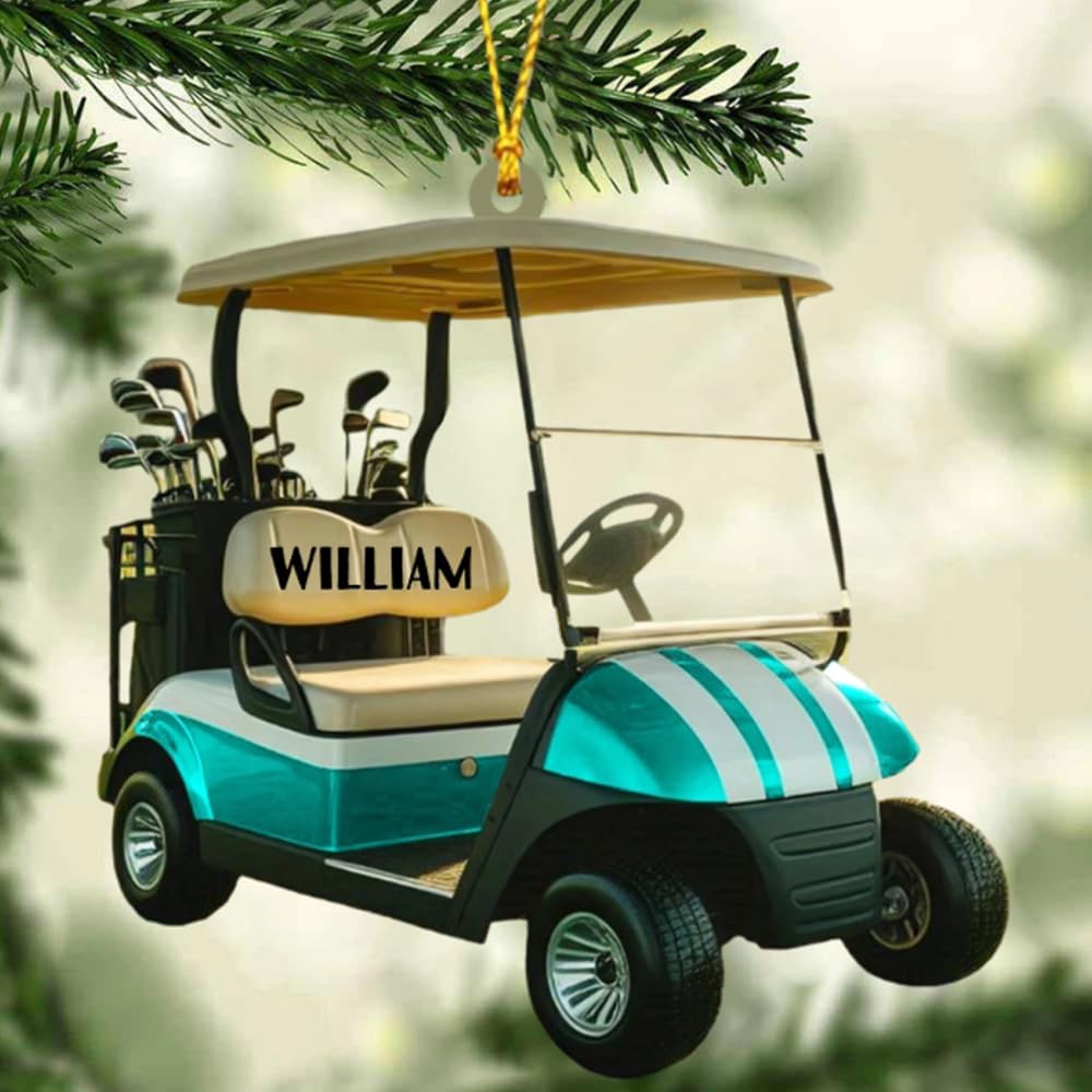 Personalized Golf Car Christmas Ornament, Christmas Ornament, Golf Cart Family, Golf Ornament, Golf Cart Ornament, Golf Christmas Ornaments, Golf Ornaments for Christmas Tree Gift for Golf Lovers/1