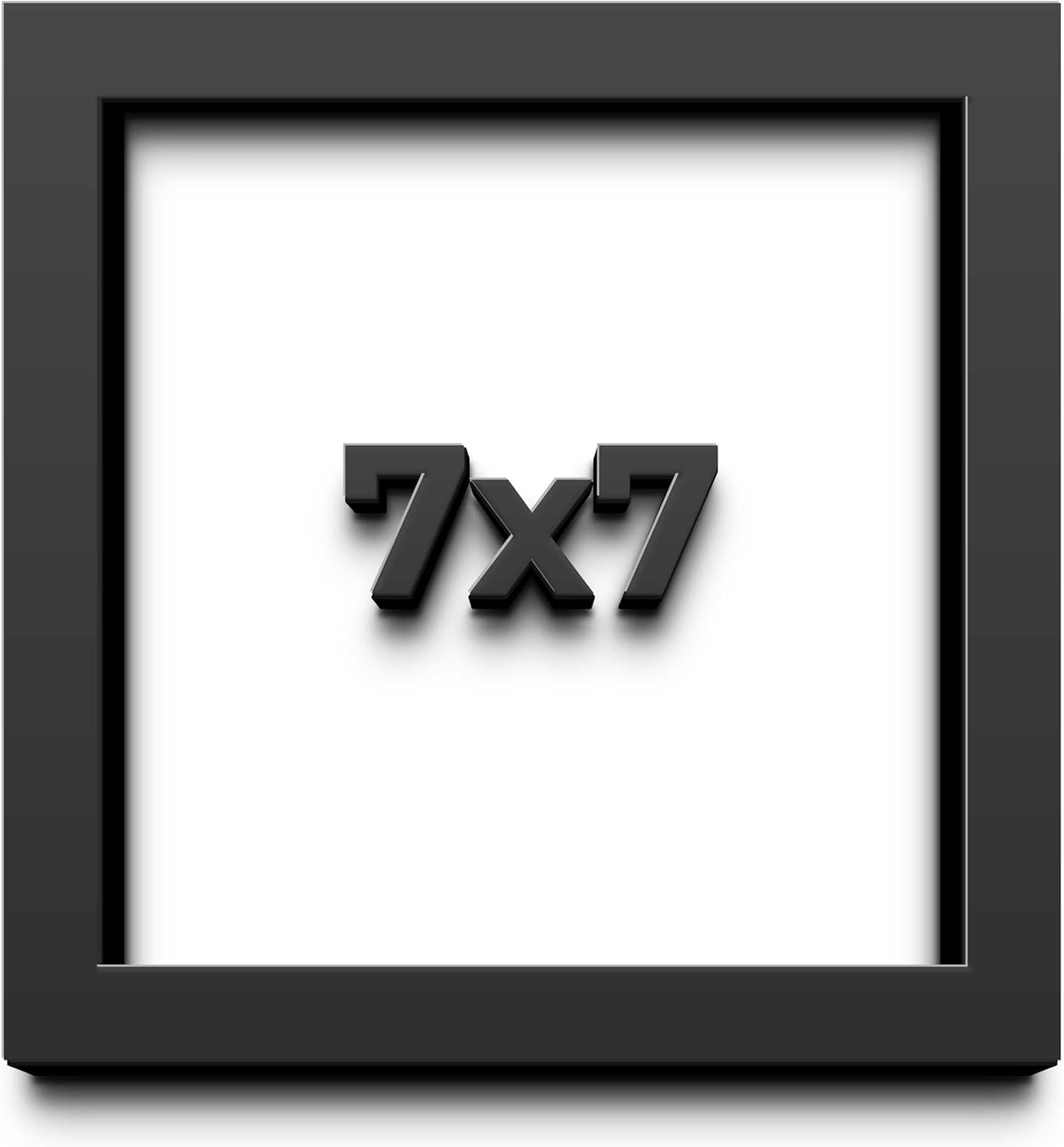 7x7 Shadow Box Black Solid Wood Display Frame with White Acid-Free Backing UV Acrylic & Hanging Hardware - with 3/4" Usable Depth