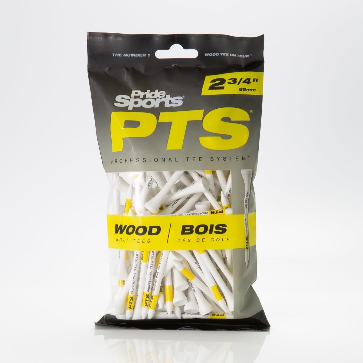 PrideSports PTS Wood Golf Tees | 100 Count, 2-3/4 Inch | #1 Wood Tee on Tour | Best for Drivers & Woods