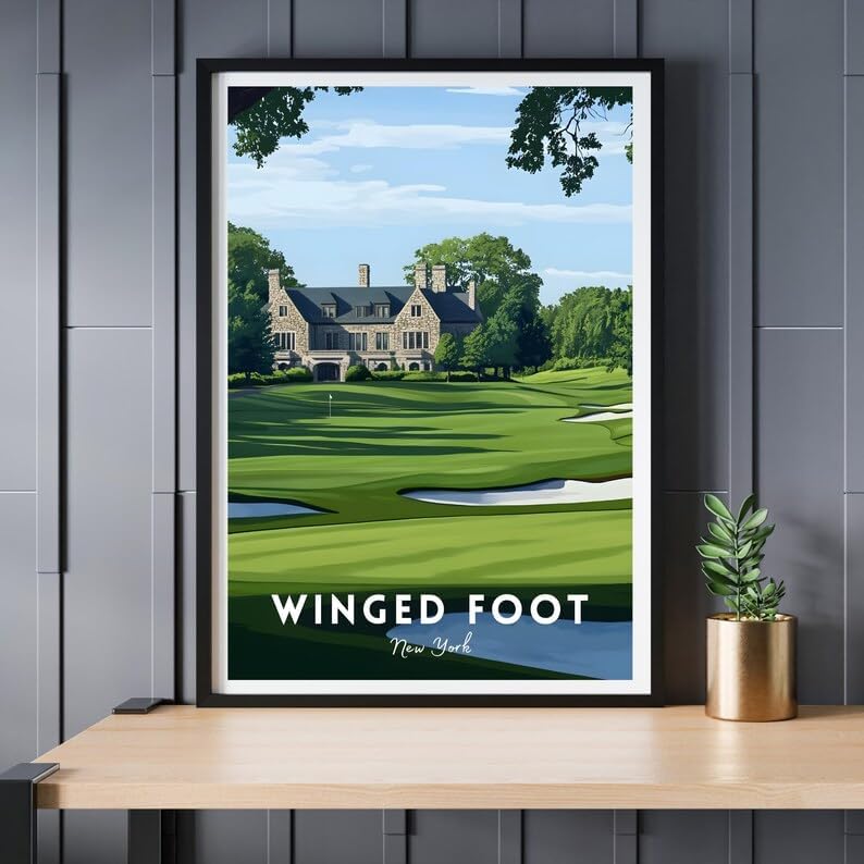 Nationcog Winged Foot Golf Wall Art Print, Classic New York Course Poster for Office or Home, Vintage Decor for Men, Thoughtful Gift for Dad or Husband, Timeless Golf Art (Unframed) (27x40)