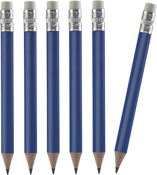 TH Golf 100pcs Golf Pencils, 4 Inch Mini Half Pencils with Eraser Sharpened Wood Mini Round for Schools Wedding Toddlers Home Corporate Multiple Colours (Dark Blue)