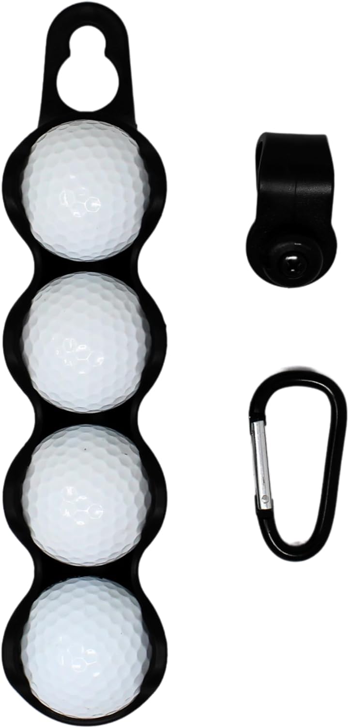 Golf Ball Holder - Holds 4 Golf Balls, Easy Attachment to Bag or Cart, Gift Accessories for Men and Women