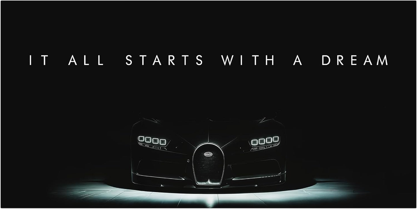 Motivational Wall Art for Office, Super Car Art Canvas, Inspirational Automotive Decor for Bugatti Chiron Sportscar Lovers, Motivational Wall Decor for Office and Home, Car Poster (8" x 8" in)