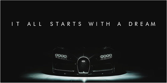 Motivational Wall Art for Office, Super Car Art Canvas, Inspirational Automotive Decor for Bugatti Chiron Sportscar Lovers, Motivational Wall Decor for Office and Home, Car Poster (8" x 8" in)
