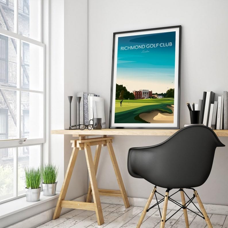 Richmond Golf Club Print - Sudbrook House - Richmond Park London, Richmond Golf Club Poster, London Golf Course Art, Vintage Golf Print, Classic Golf Club Illustration (Unframed) (16x24)