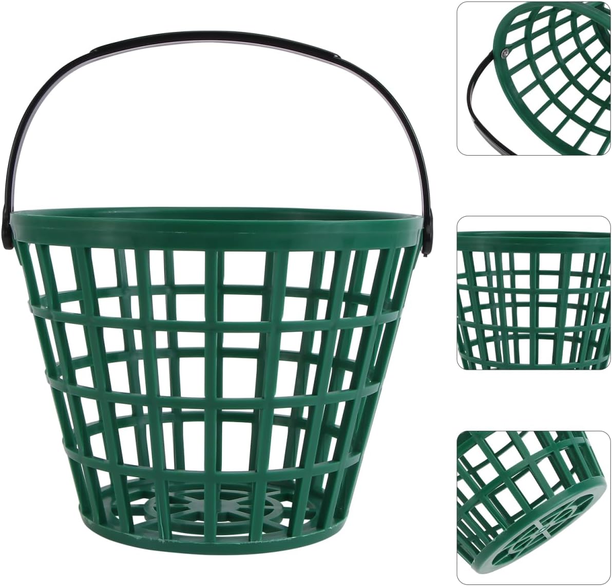 Plastic Golf Ball Basket,Unbreakable Bucket Golfball Clubs with Handle,Golfballs Holder Container for Pong Storage Basket Holds 50 Balls, Green