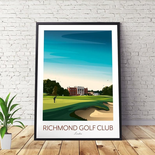 Richmond Golf Club Print - London Golf Course, Richmond Golf Club Poster, London Golf Course Print, Golf Art Wall Decor, Golf Landscape Illustration (Unframed) (11x14)