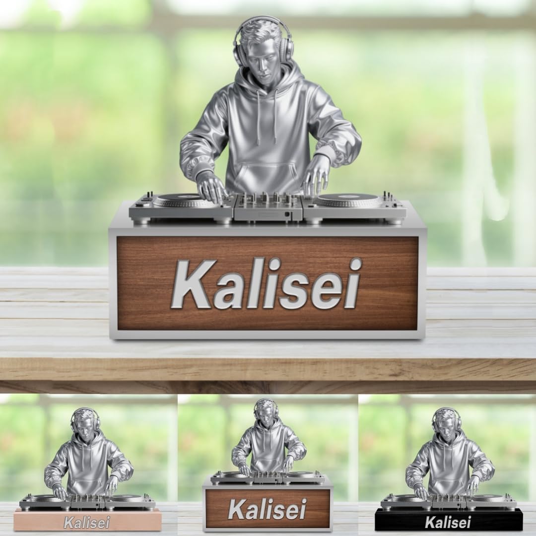 Personalized DJ Desk Ornament Music Studio Desk Name Plate Custom Name DJ Singer Figurine Trinket Musician Playing Discs Sign Music Lovers Acrylic Plaque Gift for Men Women